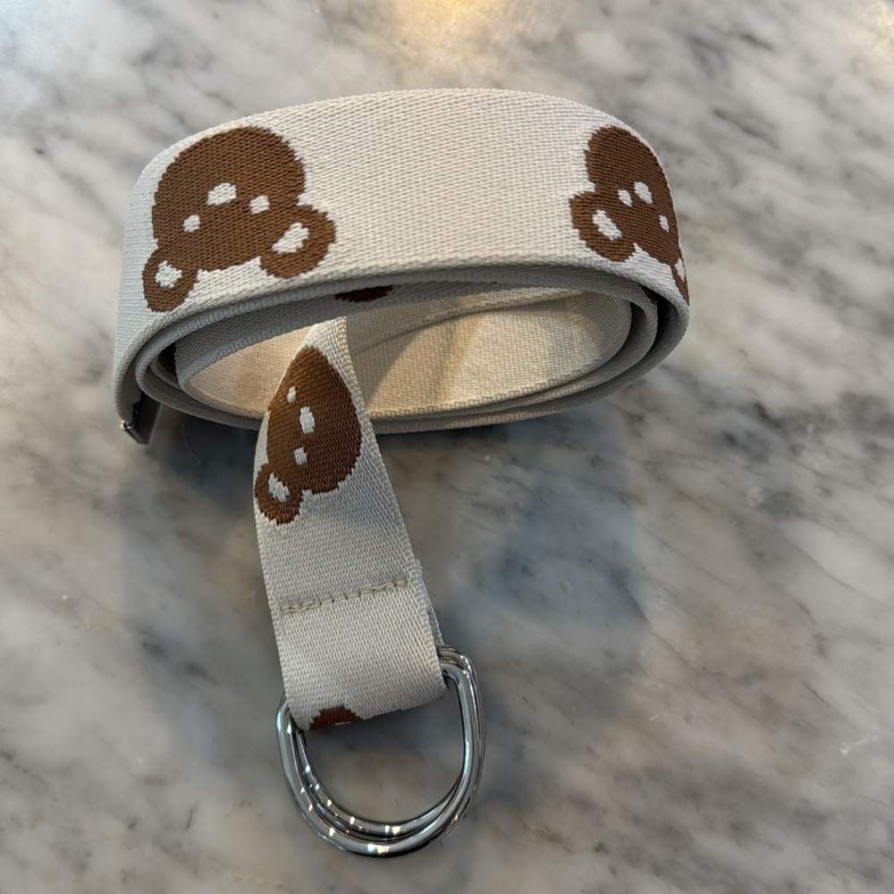 New without tag Bear Print Belt - Brown and Cream